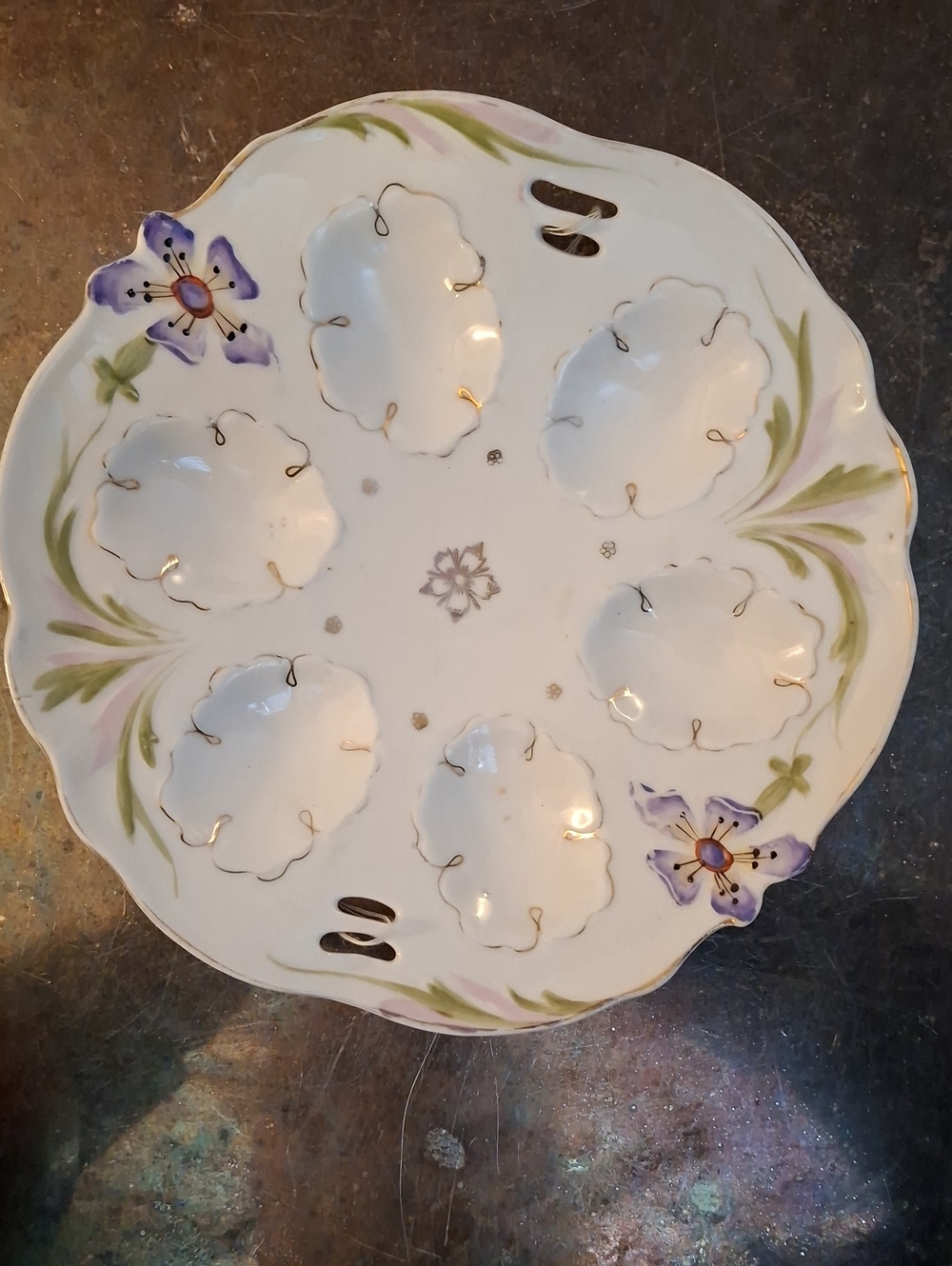 Victorian Hand Painted German Oyster Plate